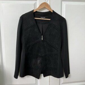 Leo  Ugo Skirt Set Womens Black Faux Suede Western Blazer Pencil Skirt